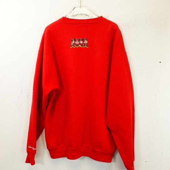VINTAGE DISNEY MICKEY Women's Red Sweater 2X XXL Oversized Stretch Crewneck - Picture 9 of 12